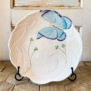 Belleek Summer Blue Butterfly Plate/Charger, Collector Plate, Ireland, 10.75”